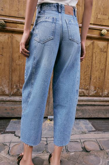 JEAN Z1975 BARREL TAILLE HAUTE COURT À COUTURES - Bleu moyen de Zara - Image 5