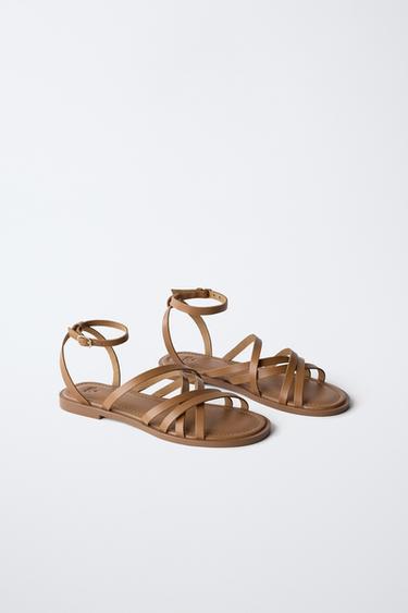 LEDERSANDALE MIT RIEMEN - Braun von Zara