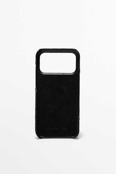 Textured Nappa leather iPhone 17 Pro Max case — Chocolate 2