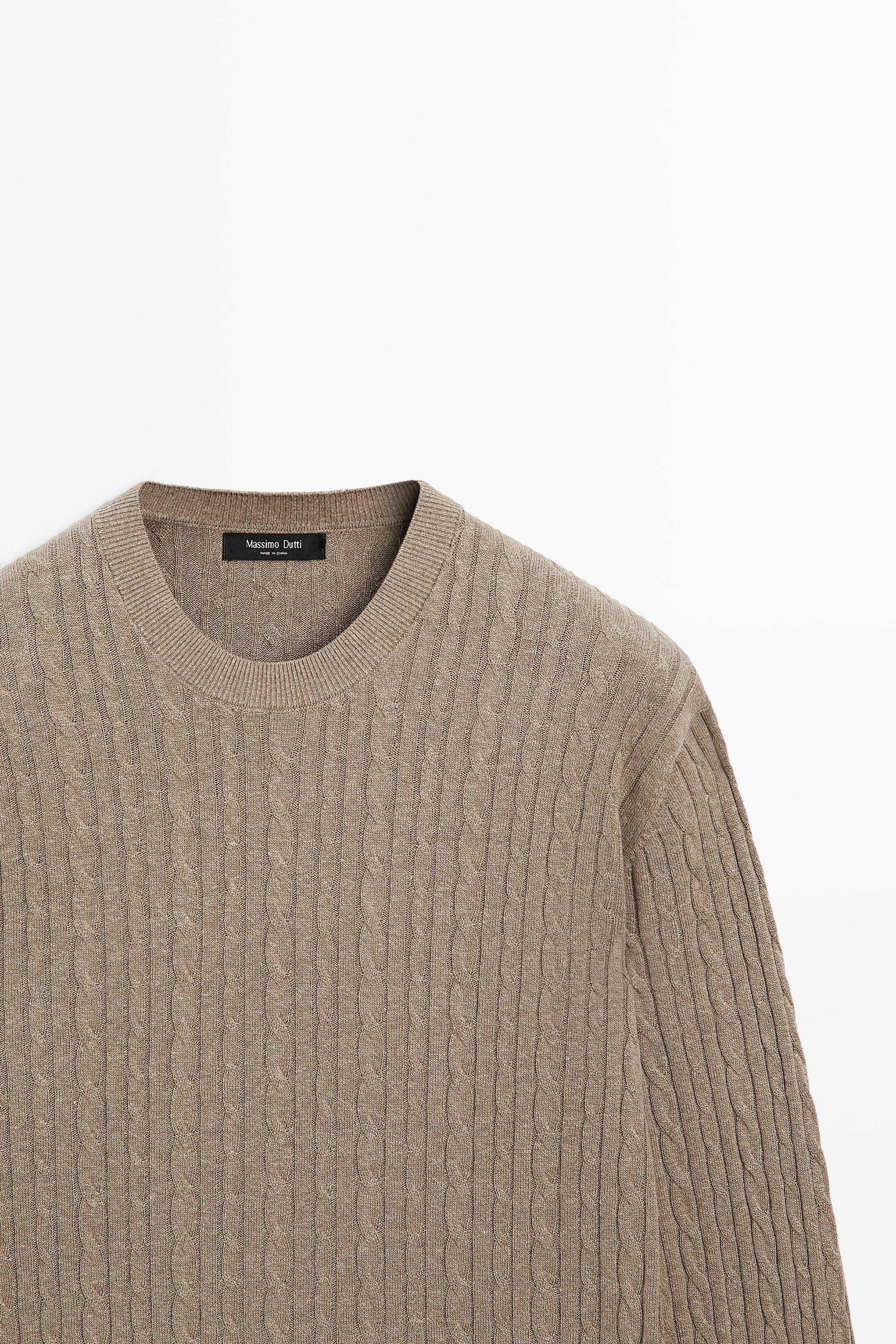 Cotton blend cable-knit sweater