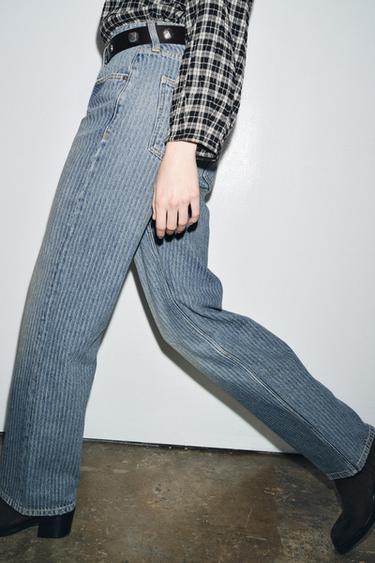 JEANS ZW COLLECTION RECTO RAYAS TIRO MEDIO - Azul de Zara