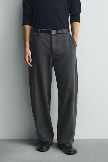BALLOON FIT TEXTURED TROUSERS - Dark grey by Zara - Image 1