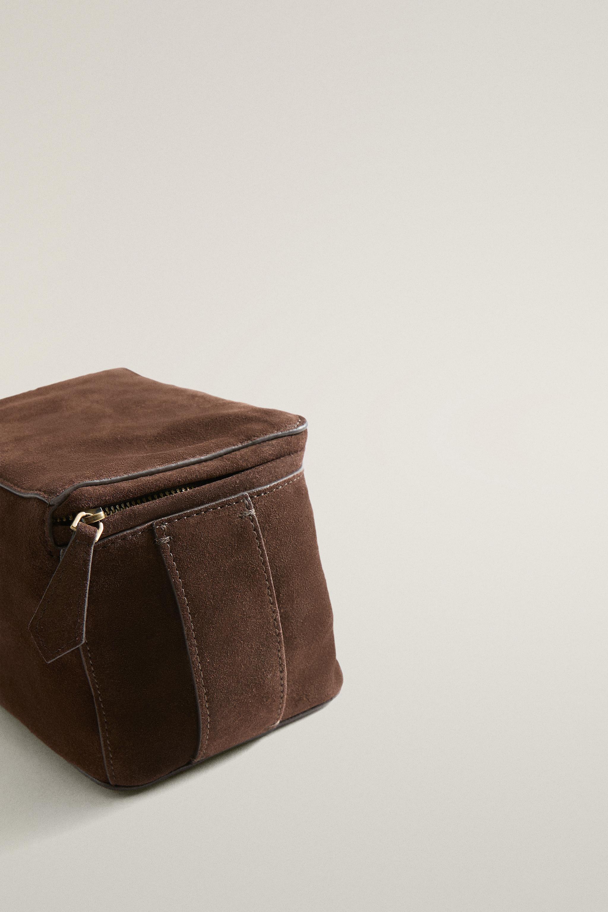 LEATHER SUEDE MAKEUP BAG