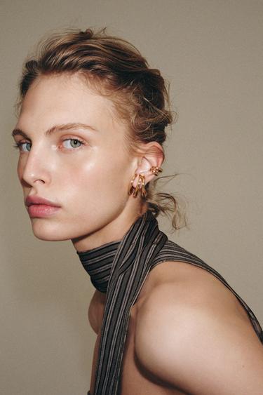 PACK OF TRIPLE HOOP EAR CUFF EARRINGS - Golden by Zara - Image 1