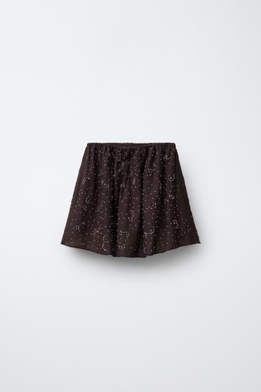 BEADED BERMUDA SKORT - Brown by Zara