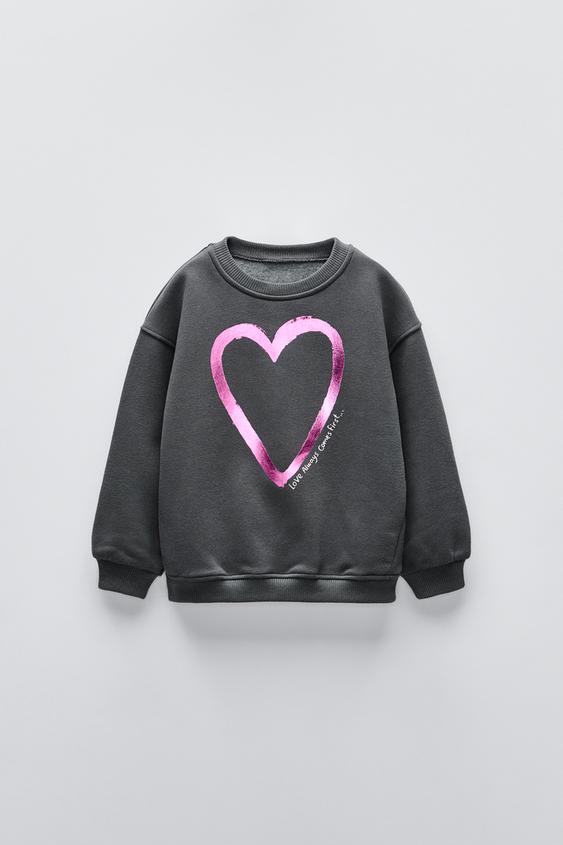 シャイニーハート スウェットシャツ - カーボングレー | ZARA Japan / 日本
