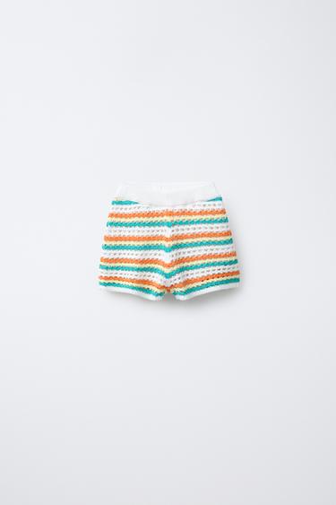 STRIPED KNIT BERMUDA SHORTS - Orange by Zara - Image 0