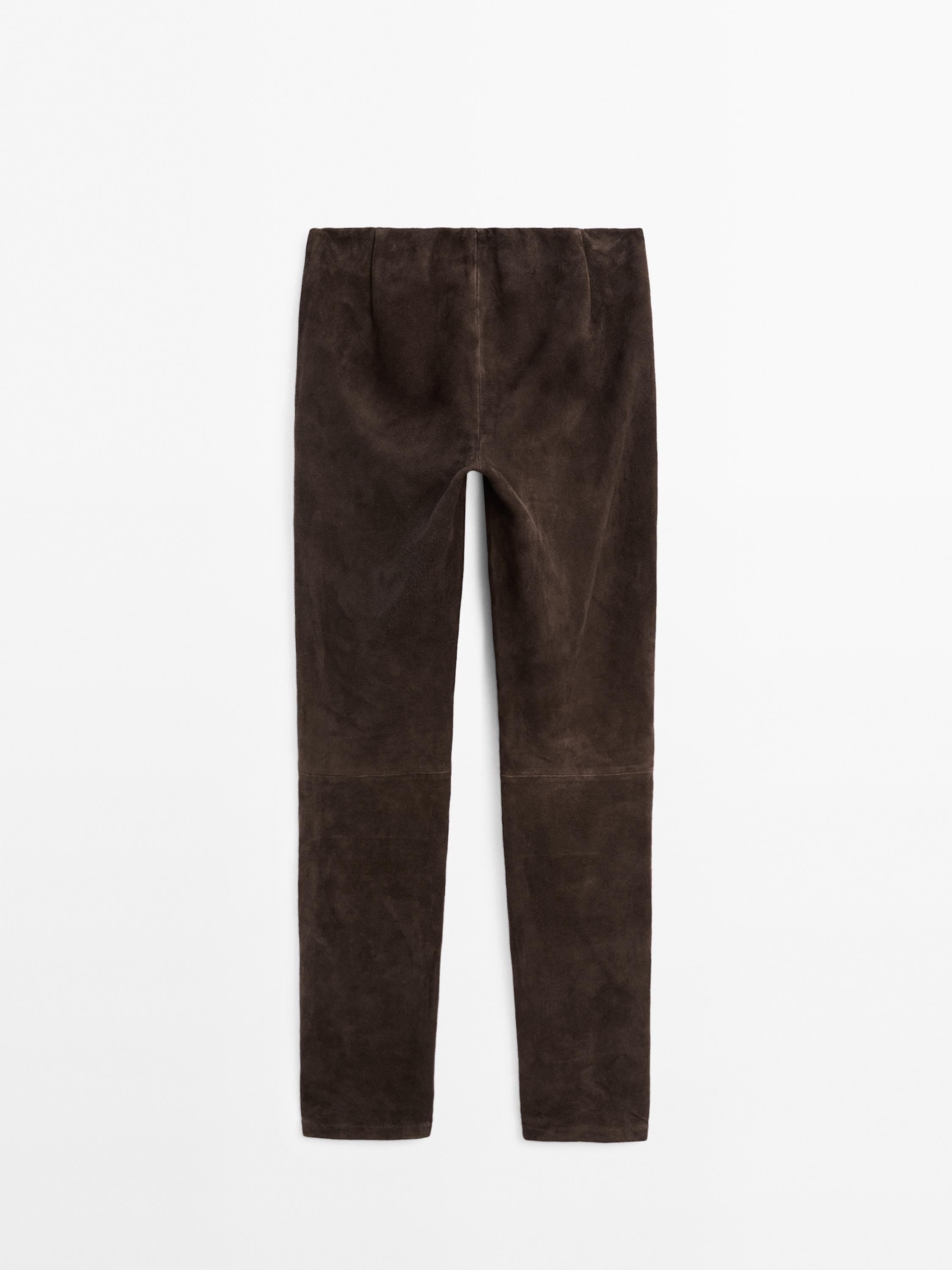 Suede leather leggings