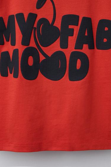 T-SHIRT WITH RAISED PRINT - Red by Zara - Image 3