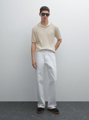 Polo de punto canalé - Beige de Zara - Imagen 0