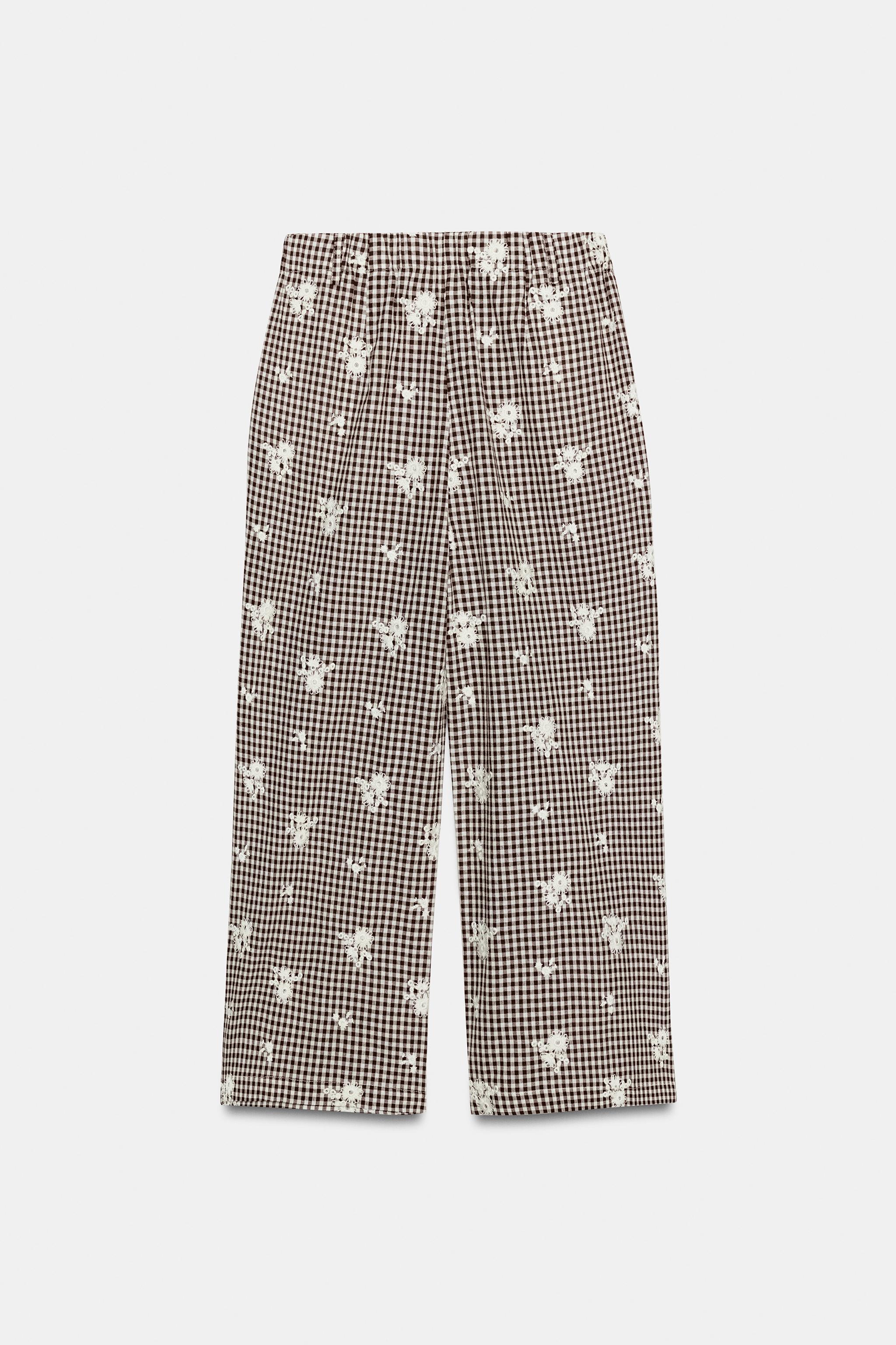 EMBROIDERED PLAID CULOTTES