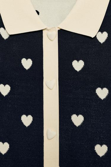 SHORT SLEEVE HEART CARDIGAN - Navy blue by Zara - Image 7