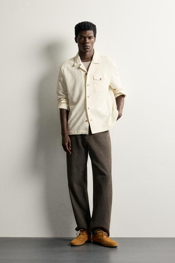 CONTRAST POCKET PIQUÉ SHIRT - Ecru de Zara - Imagen 0