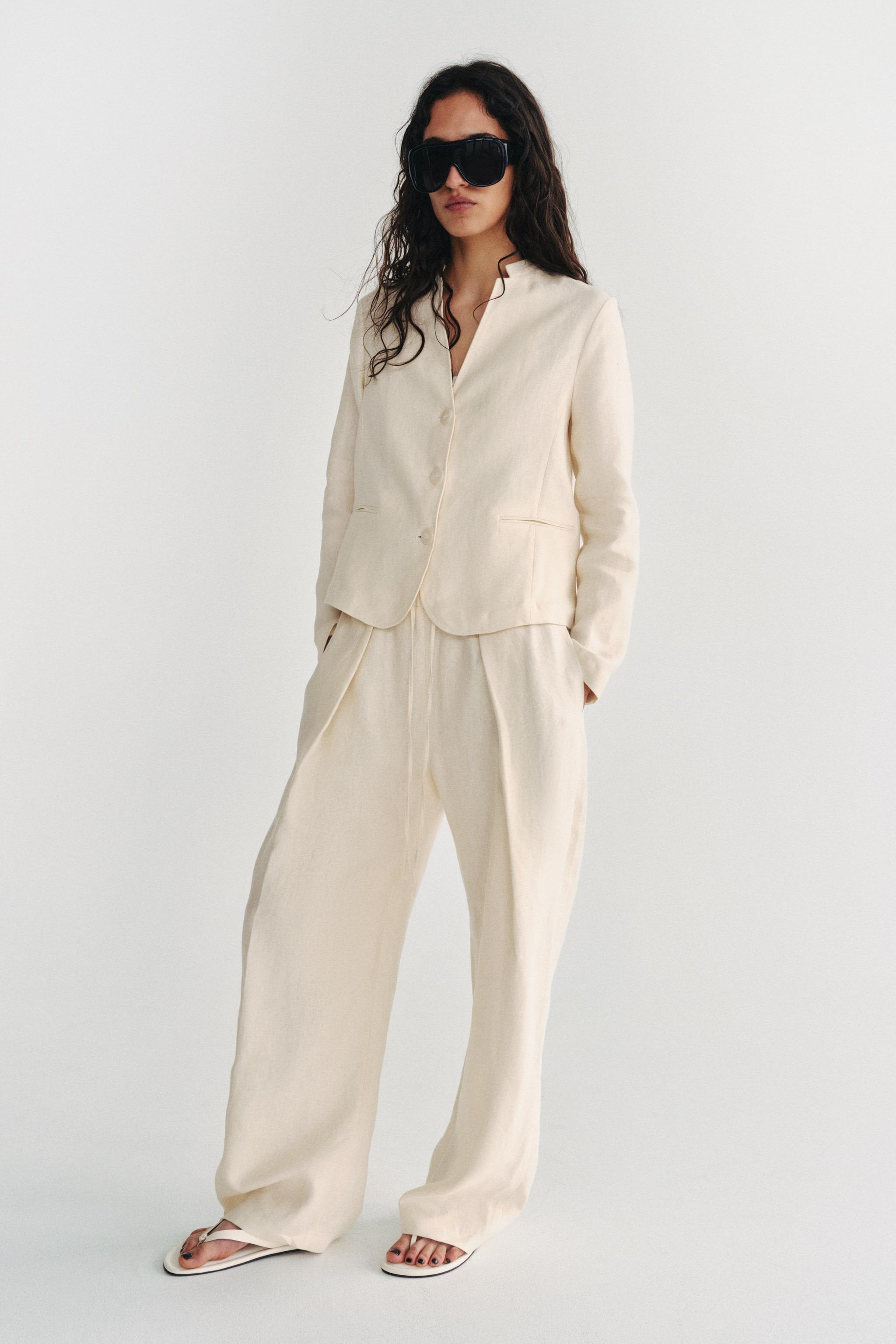 Женские брюки Zara 100% LINEN PLEATED PANTS ZW COLLECTION — фото 4
