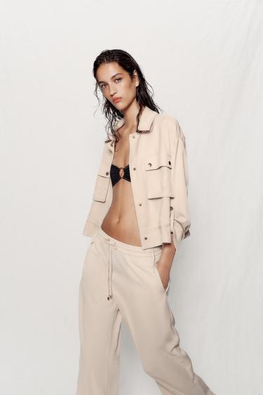 VESTE SAFARI À MANCHES RETROUSSÉES - Beige de Zara - Image 2