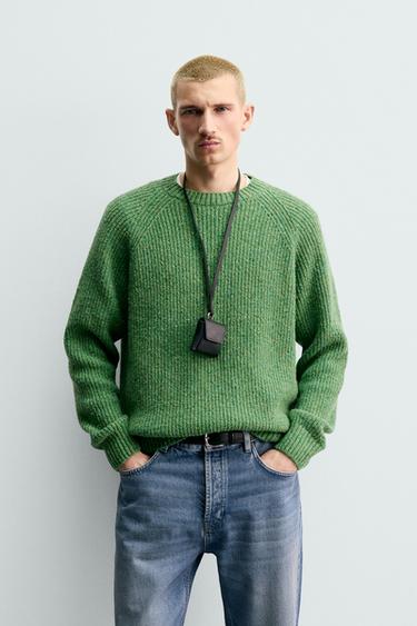 PURL KNIT FLECKED JUMPER - Green by Zara