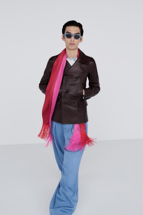 LEDERJACKE MIT KONTRAST - BORDEAUXROT von Zara - Bild 0