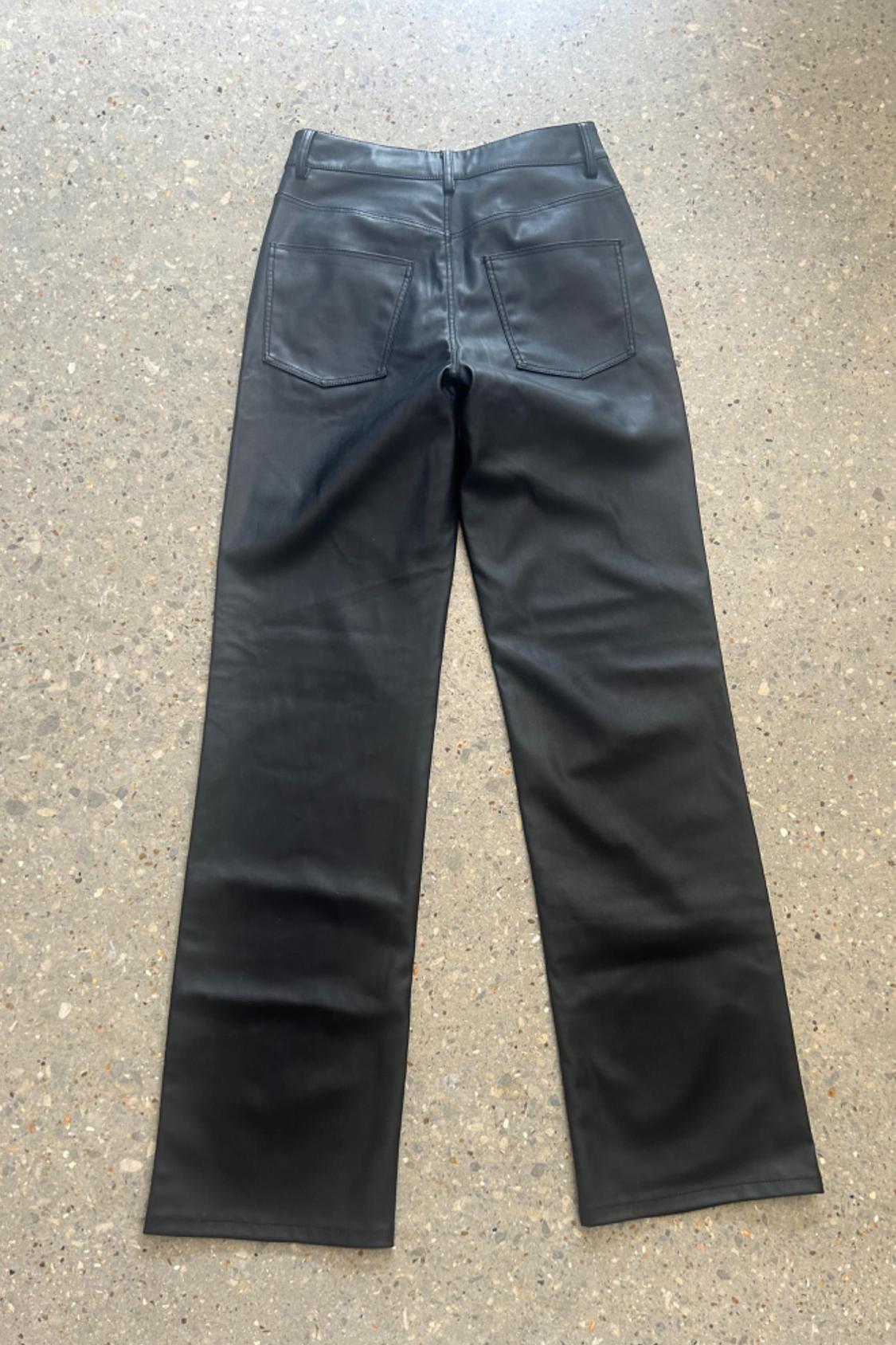 STRAIGHT-LEG HIGH-WAIST LEATHER EFFECT TROUSERS - Image 6