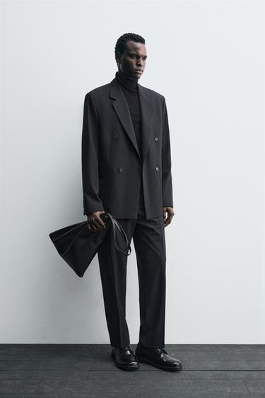 Zara DOUBLE BREASTED PINSTRIPE SUIT BLAZER - Dark navy - Image 0