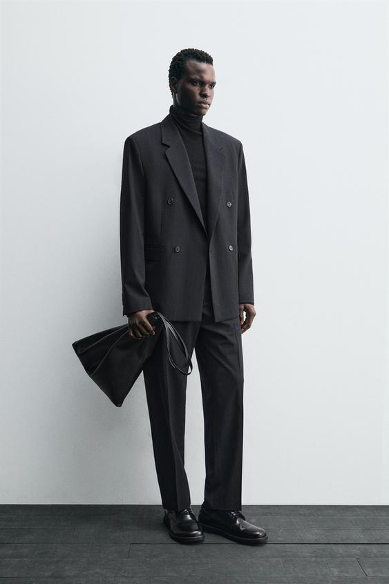 DOUBLE BREASTED PINSTRIPE SUIT BLAZER