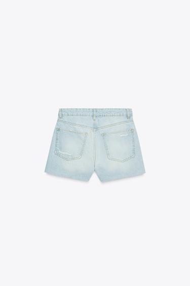 BERMUDA EN DENIM TRF MOM FIT TAILLE HAUTE CROISÉE - Bleu clair de Zara - Image 7