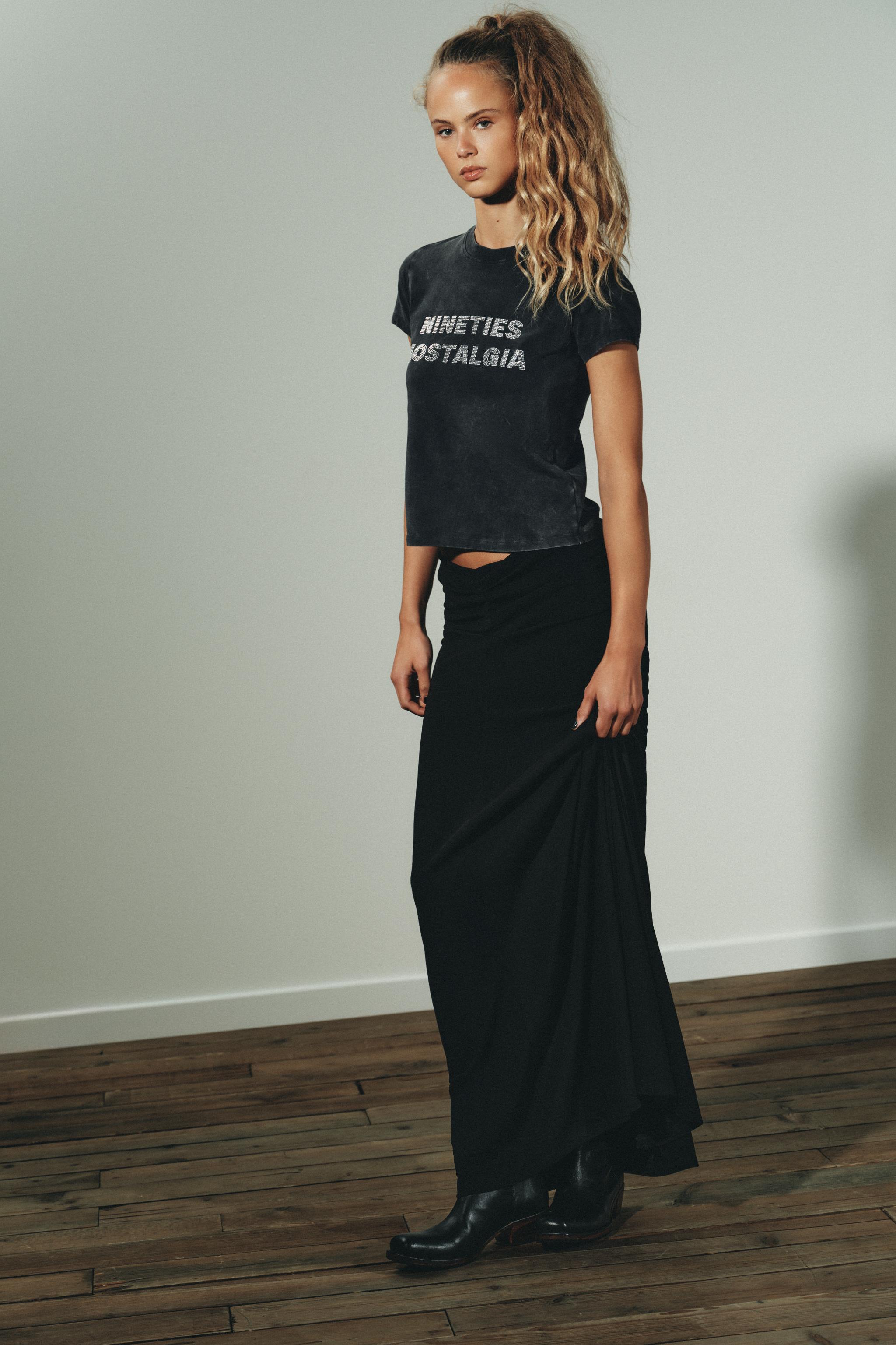 さら WASHED TEXT T-SHIRT - Anthracite grey | ZARA United States