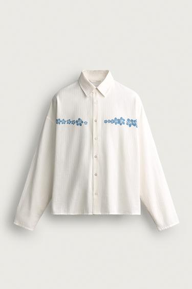 RELAXED FIT FLORAL PRINT SHIRT - White by Zara