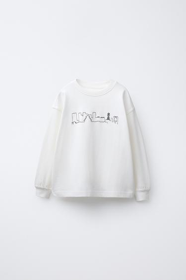 刺繍入りTシャツエクリュZaraの刺繍入りTシャツ - エクリュ