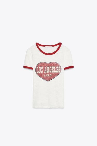 FLAMMGARN-T-SHIRT MIT TEXT - Weiß von Zara