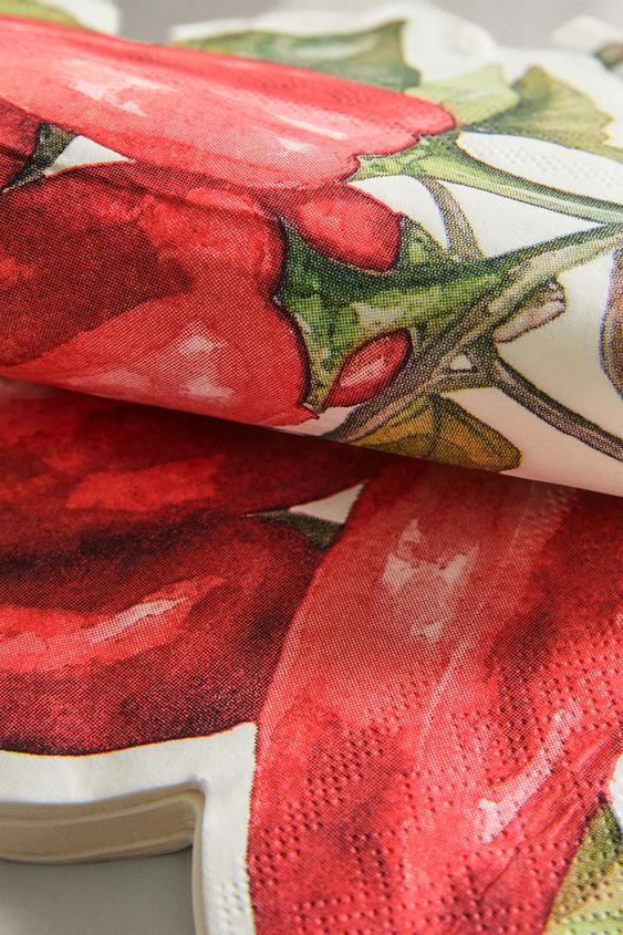 LOT DE 20 SERVIETTES DE TABLE EN PAPIER PIMENTS - Rouge de Zara - Image 2