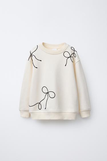 DRAWSTRING BOW SWEATSHIRT - Ecru by Zara