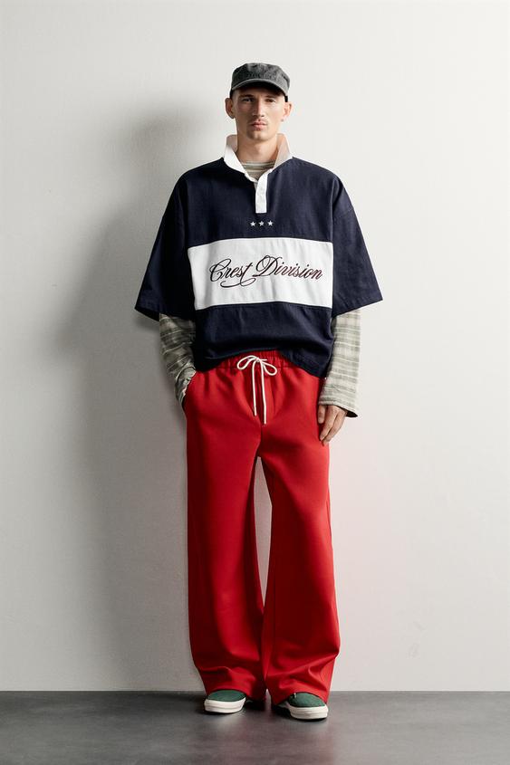 COLOUR BLOCK BOXY FIT POLO SHIRT - Navy / White by Zara - Image 0