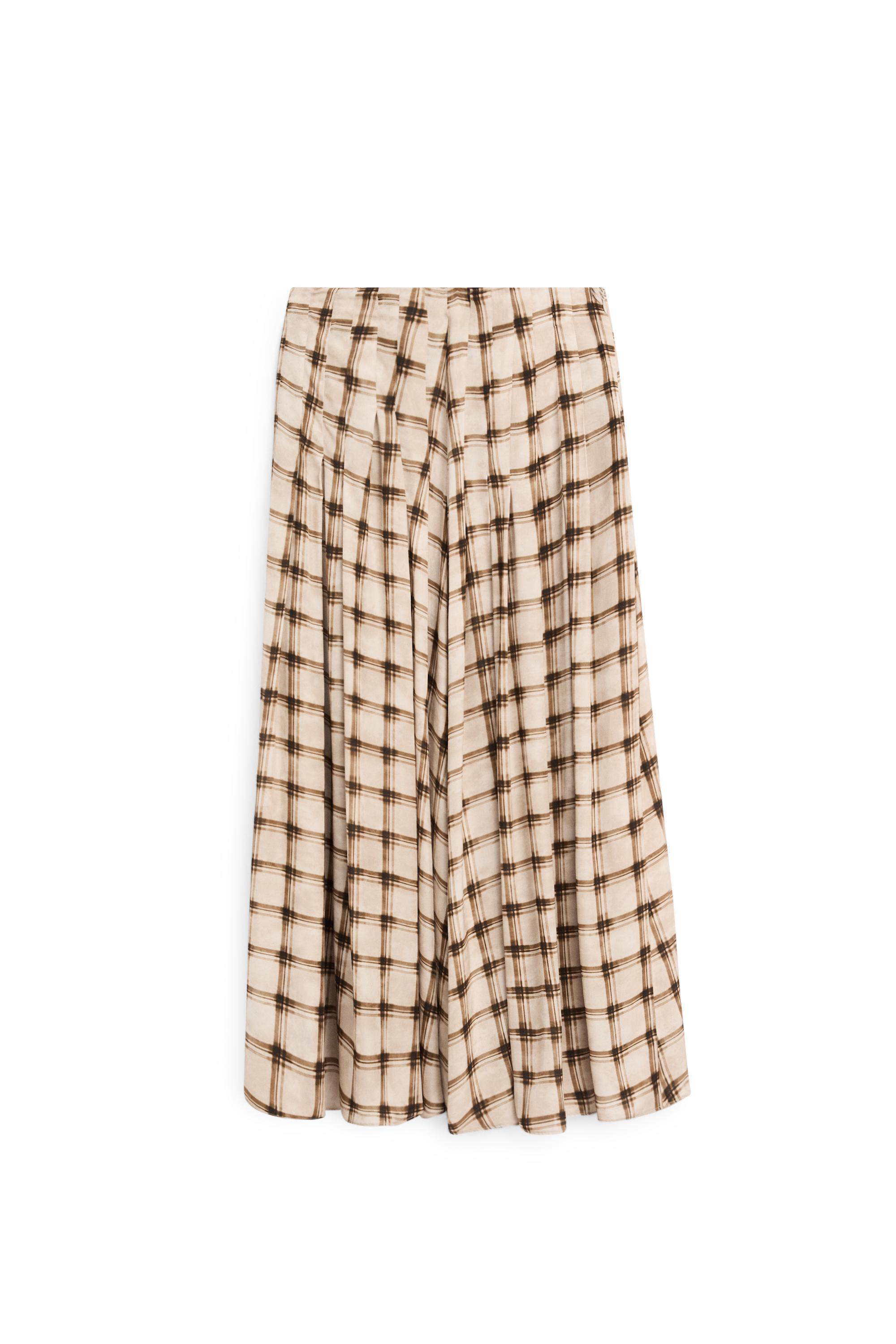 Flowing check midi skirt co-ord - Light mink | ZARA United States