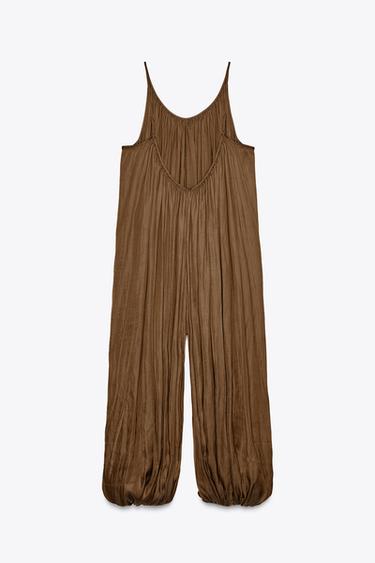 LANGER PLISSEE-OVERALL ZW COLLECTION - Tabakbraun von Zara