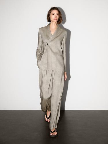 Zara Check print shawl collar blazer - Beige