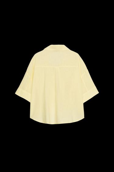 CROPPED LINEN BLEND SHIRT - Yellow by Zara