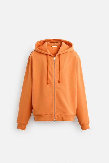 RELAXED FIT ZIP-UP HOODIE - Orange by Zara - Image 6