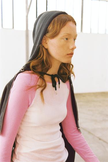 SUPIMA® CONTRAST SLEEVE T-SHIRT - Pink / White by Zara - Image 3