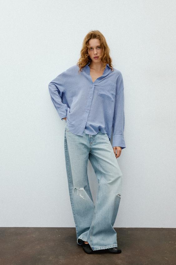 JEANS TRF BOYFRIEND TIRO MEDIO - Azul de Zara - Imagen 0