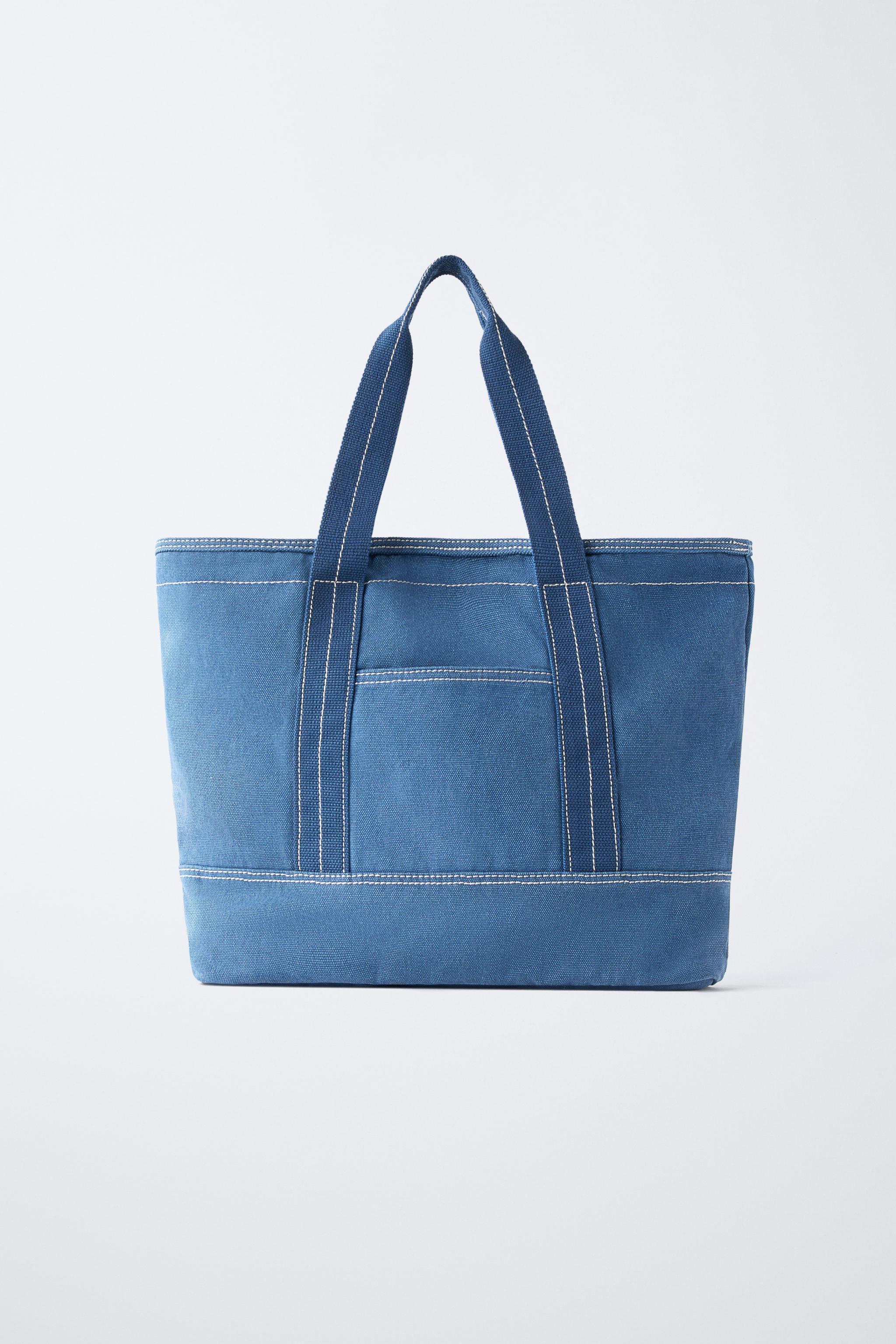 COLORED SHOPPER BAG — Blue