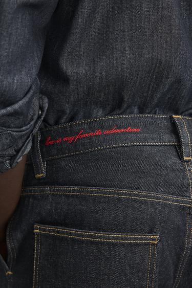 EMBROIDERED HEART DENIM CHINO TROUSERS - Blue by Zara - Image 7
