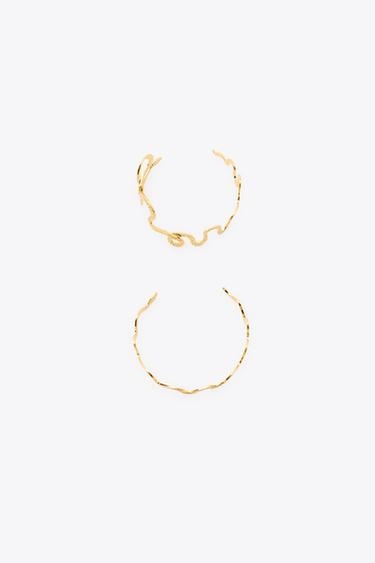 PACK OF 2 SNAKESKIN PRINT BRACELETS - Golden by Zara