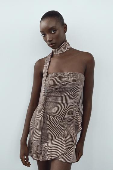 TÜLLKLEID IN LINGERIE-OPTIK MIT ANIMALPRINT - Zebra von Zara