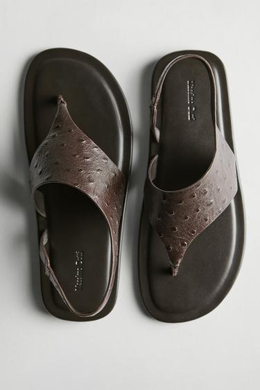 Sandalia grabado animal print - Marrón de Zara - Imagen 0