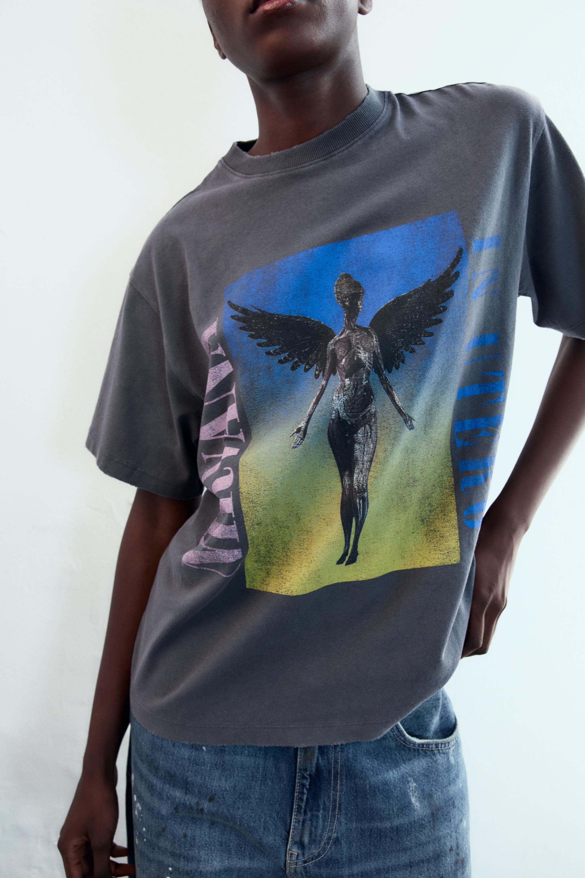 ❗️unoa ウノア T shirt Rainy Garden NIRVANA© FADED-EFFECT T-SHIRT - Anthracite grey | ZARA South Africa