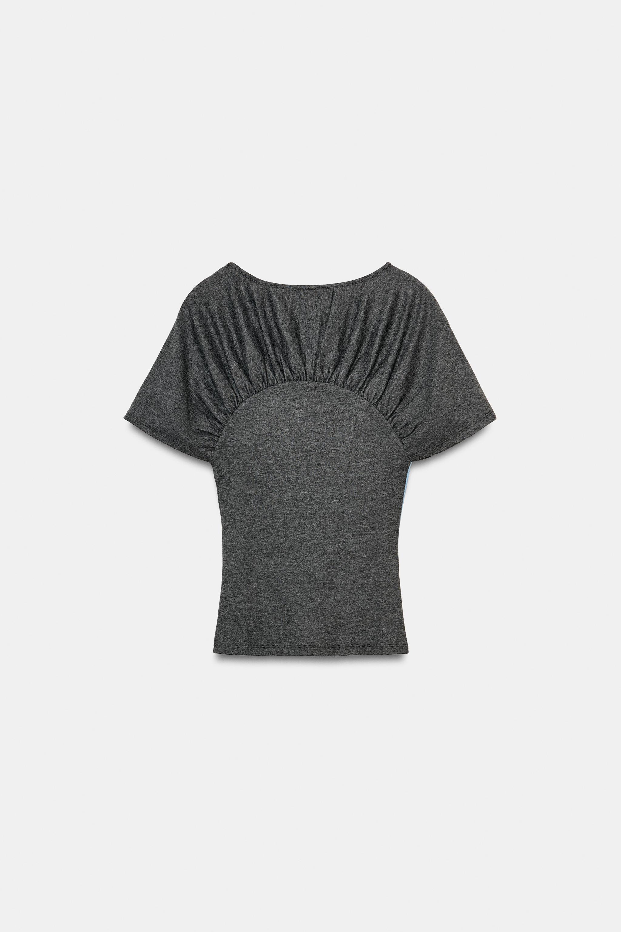 GATHERED NUMBER T-SHIRT — Grey