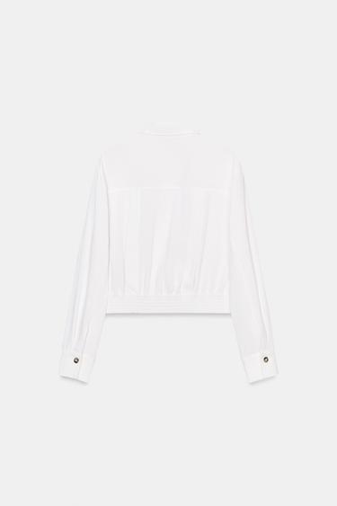 SHORT SHIRT WITH SHOULDER TABS - Oyster-white by Zara - Image 6