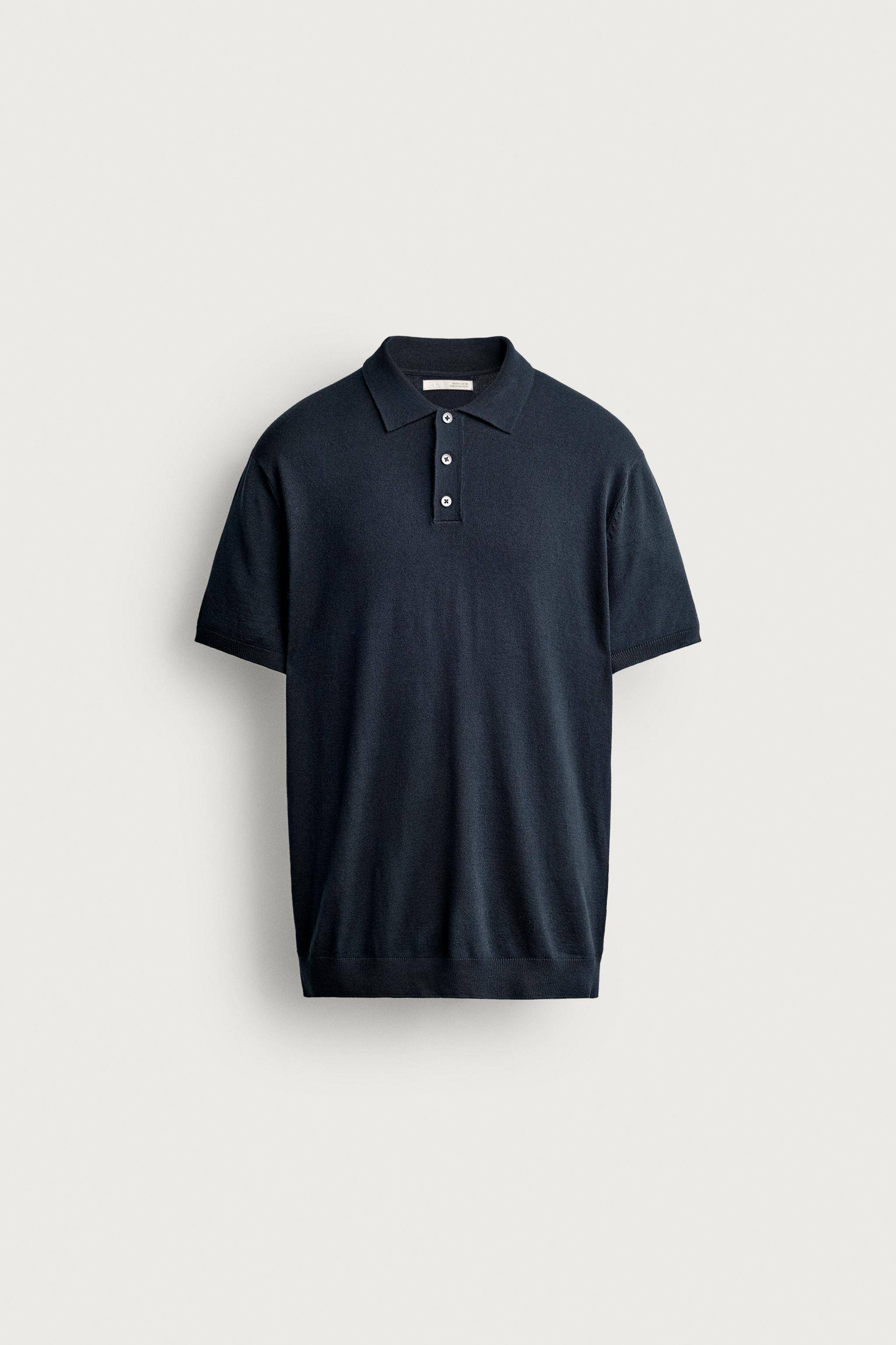REGULAR FIT KNIT POLO — Navy blue