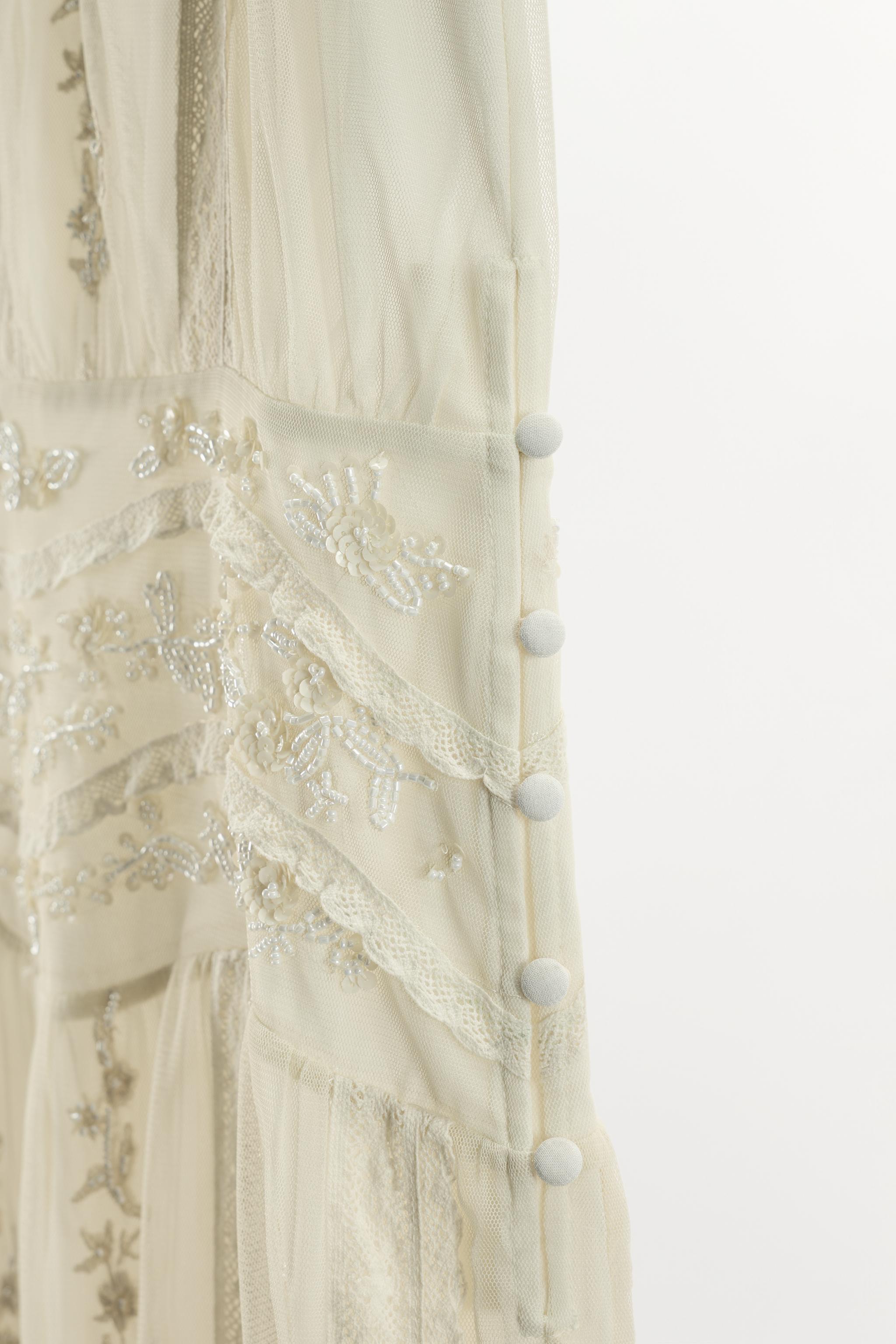 LIMITED EDITION EMBROIDERED LACE BEADED DRESS - Oyster-white | ZARA United  States