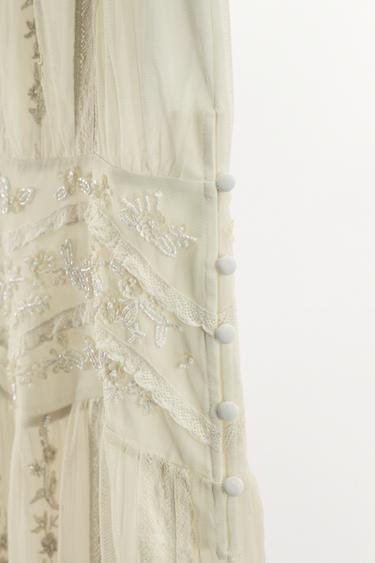 ROBE BRODERIES DENTELLE FANTAISIE LIMITED EDITION - Blanc cassé de Zara - Image 7